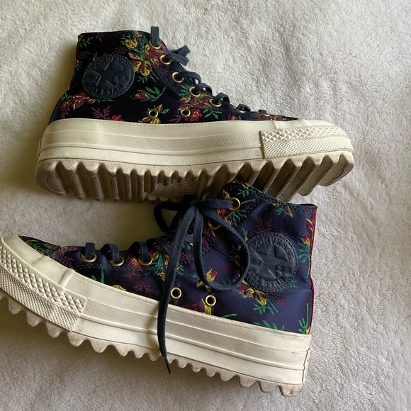 Converse Platform CTAS Lift Ripple Obsidian Navy Floral Sneakers.Size 7 - Picture 9 of 13